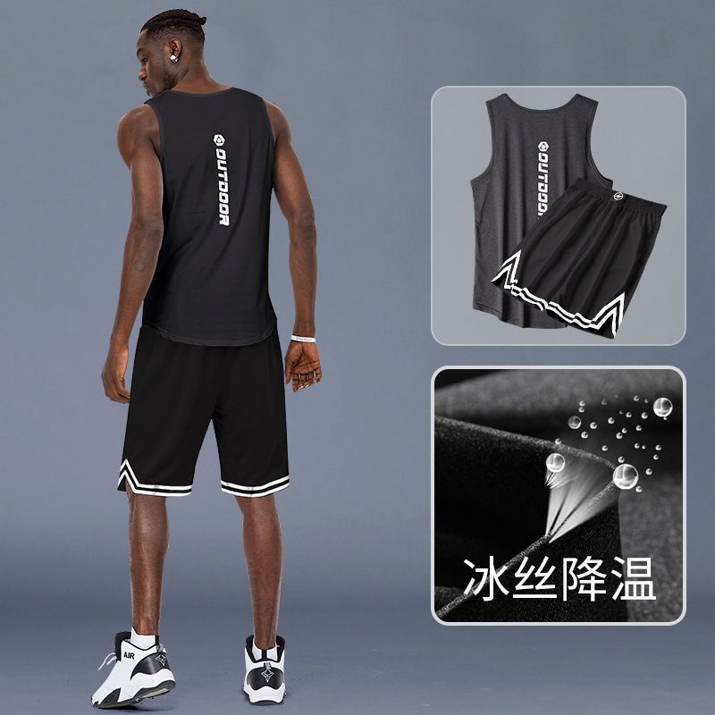 Camiseta de baloncesto hombre chaleco de hielo chaleco americano entrenamiento deportivo de secado rápido equipo de equipo de verano pantalones cortos