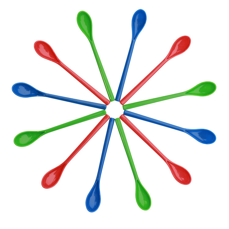 Colourful Plastic Childrens Spoons Long Handled Kitchen Scoops_voghion.com