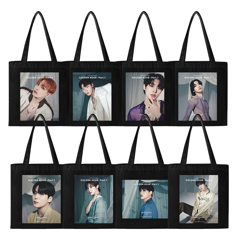 ATEEZ官方海报照印花帆布袋 新歌GOLDEN HOUR - Part.1拉链单肩包