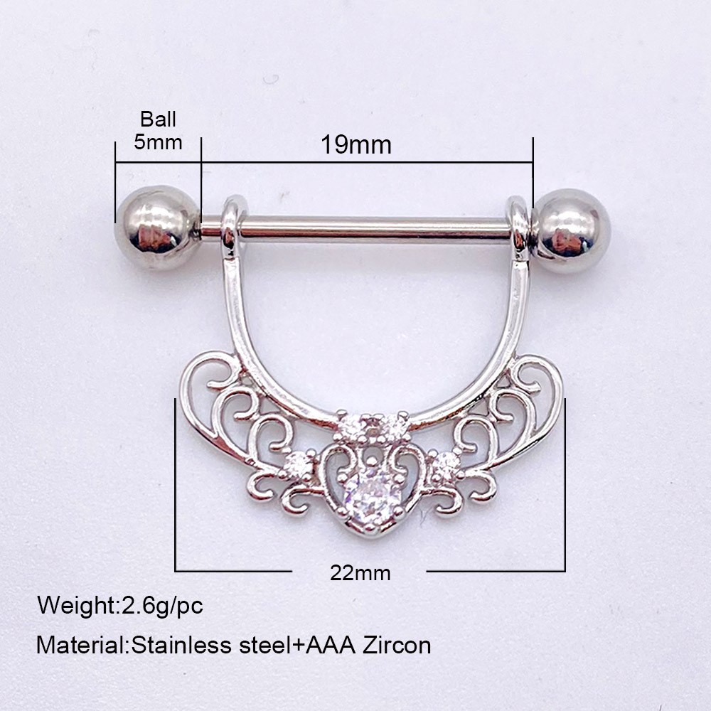Fashion Leaf Star Wings Stainless Steel Inlaid Zircon Nipple Ring 1 Piece display picture 5