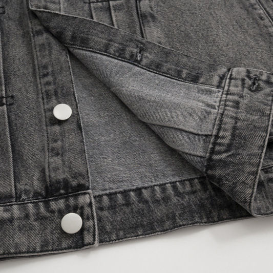 Giacca in denim larga pieghevole con linea divisa e design retrò da uomo, moda da uomo e da donna, nuova di zecca, giacca casual da abbinare_voghion.com