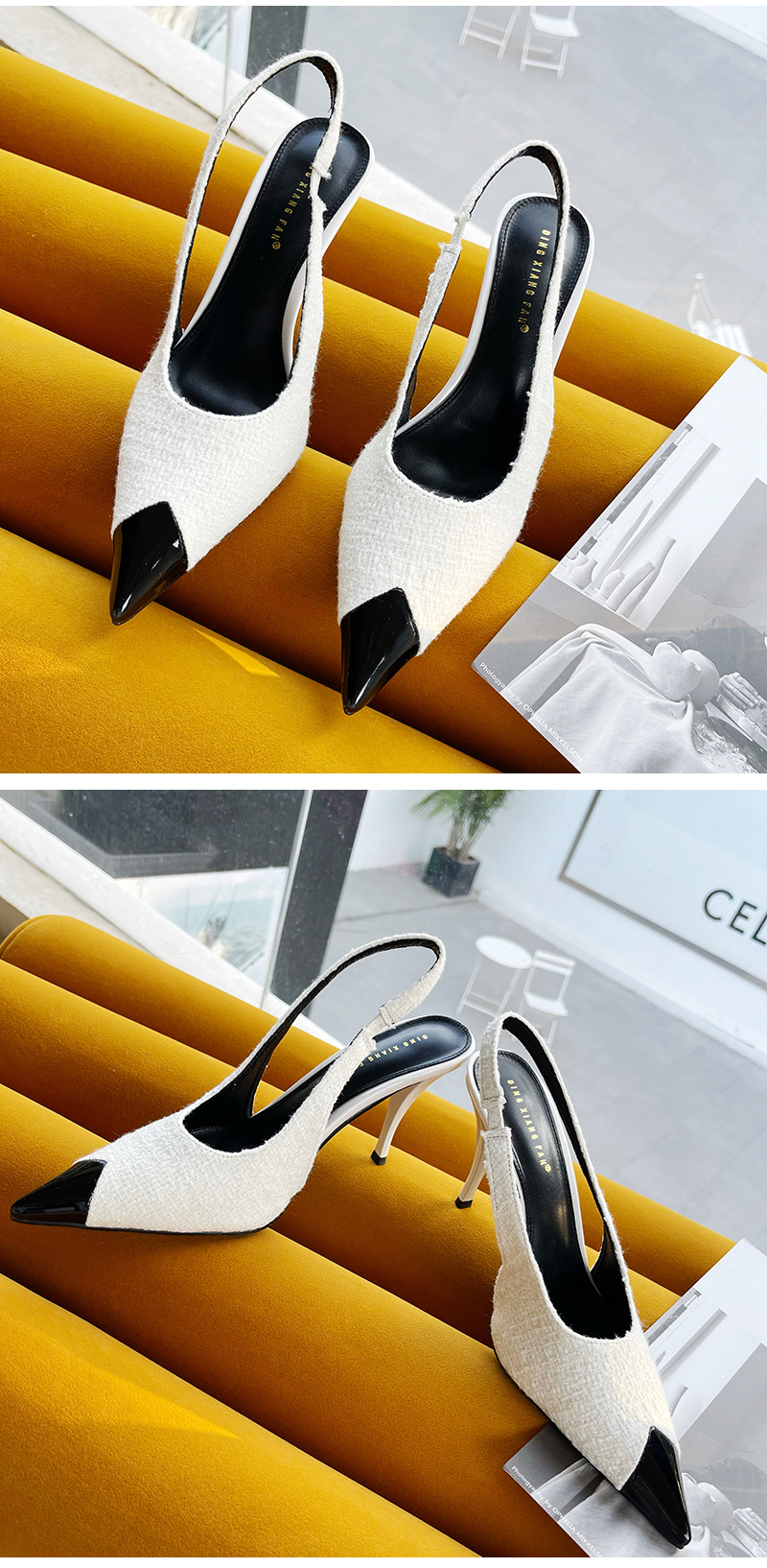 Color Matching Pointed Toe Hollow High-Heel Shoes NSSO107776