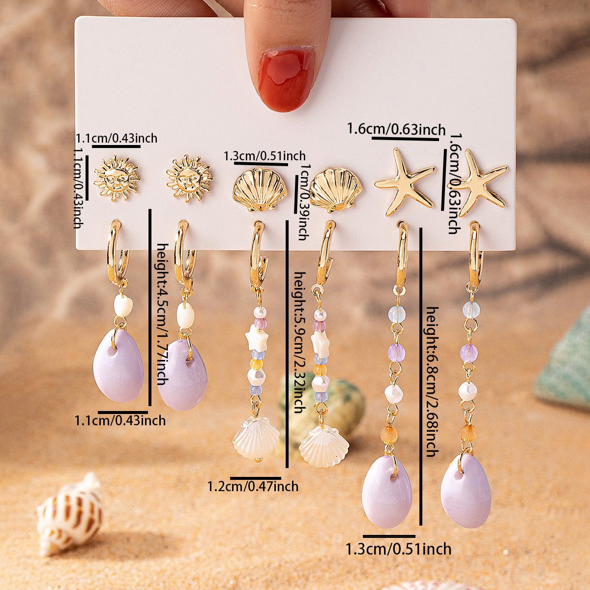 29g Weight Steel needle Ear Needle Material Drop Earrings, Ear Studs Classification 1 Pair Quantity Casual, Holiday, Daily Occasion 1 Pair Elegant Beach Classic Style Starfish Shell Alloy Drop Earrings Ear Studs
