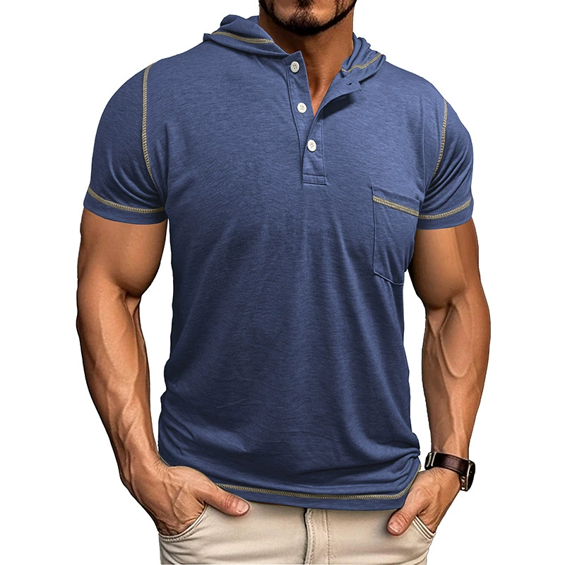 Хлопковая толстовка с капюшоном, футболка в европейском стиле, с коротким рукавом