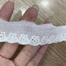 棉布花边 现货洋装配饰服装辅料打孔爱心棉线条码刺绣 爱心花边