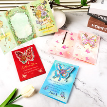 立体折叠蝴蝶贺卡生日祝福贺卡明信片情人节七夕感谢祝福玫瑰卡片