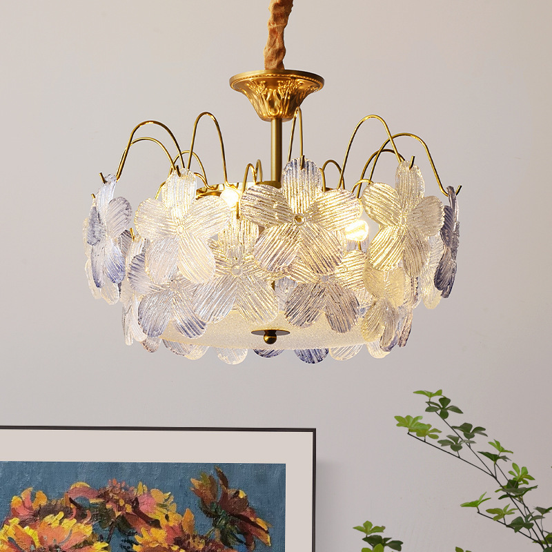 French Bedroom Chandelier Light Luxury Creative Crystal Four-Leaf Clover Living Room Dining Room Zhongshan Lamps Master Bedroom Modern Simple