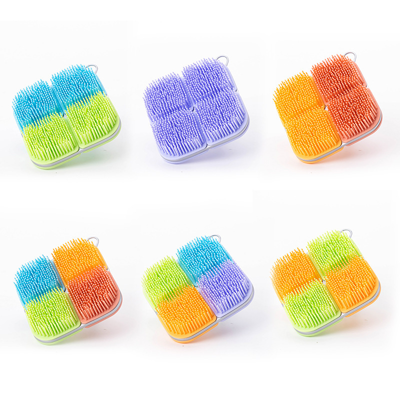 Cepillo de baño de silicona, cepillo de ducha de gel de silicona, cepillo de ducha de espalda, cepillo de limpieza de baño, cepillo de lavado de cabello de doble cara, masaje antiprurito