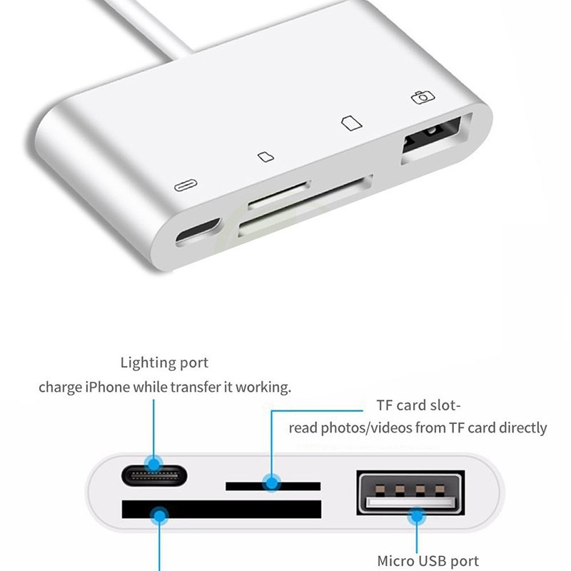 Aplicable a Apple OTG lector de tarjetas SD/TFiPhone iPad adaptador de Cuatro en Uno OTG función de carga