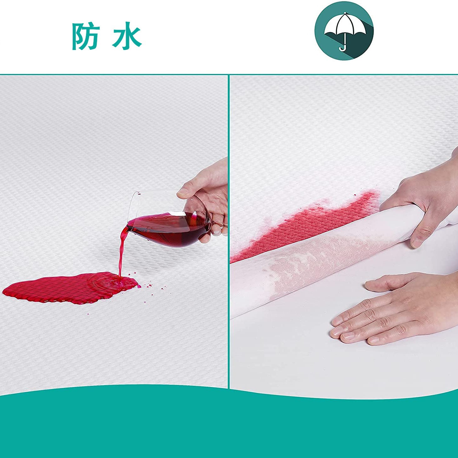 Suministro directo de fábrica acolchado colchón sábana ajustable fibra de bambú TPU película impermeable y antiincrustante cubierta protectora mattresspad