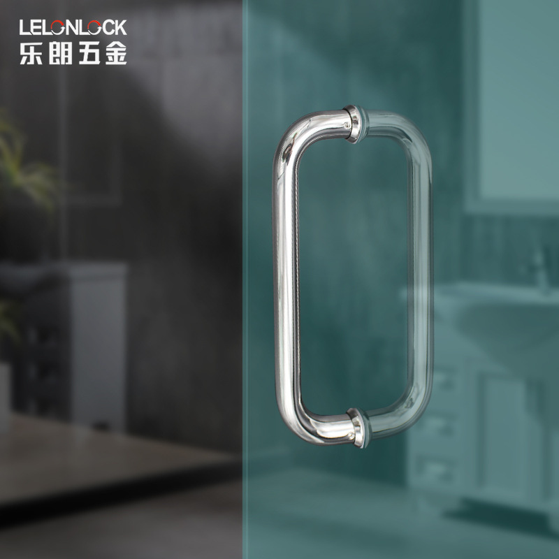 Personalizado grueso 304 barandilla de baño de acero inoxidable tubo redondo tipo O contra el mango de la puerta deslizante de vidrio de la ducha