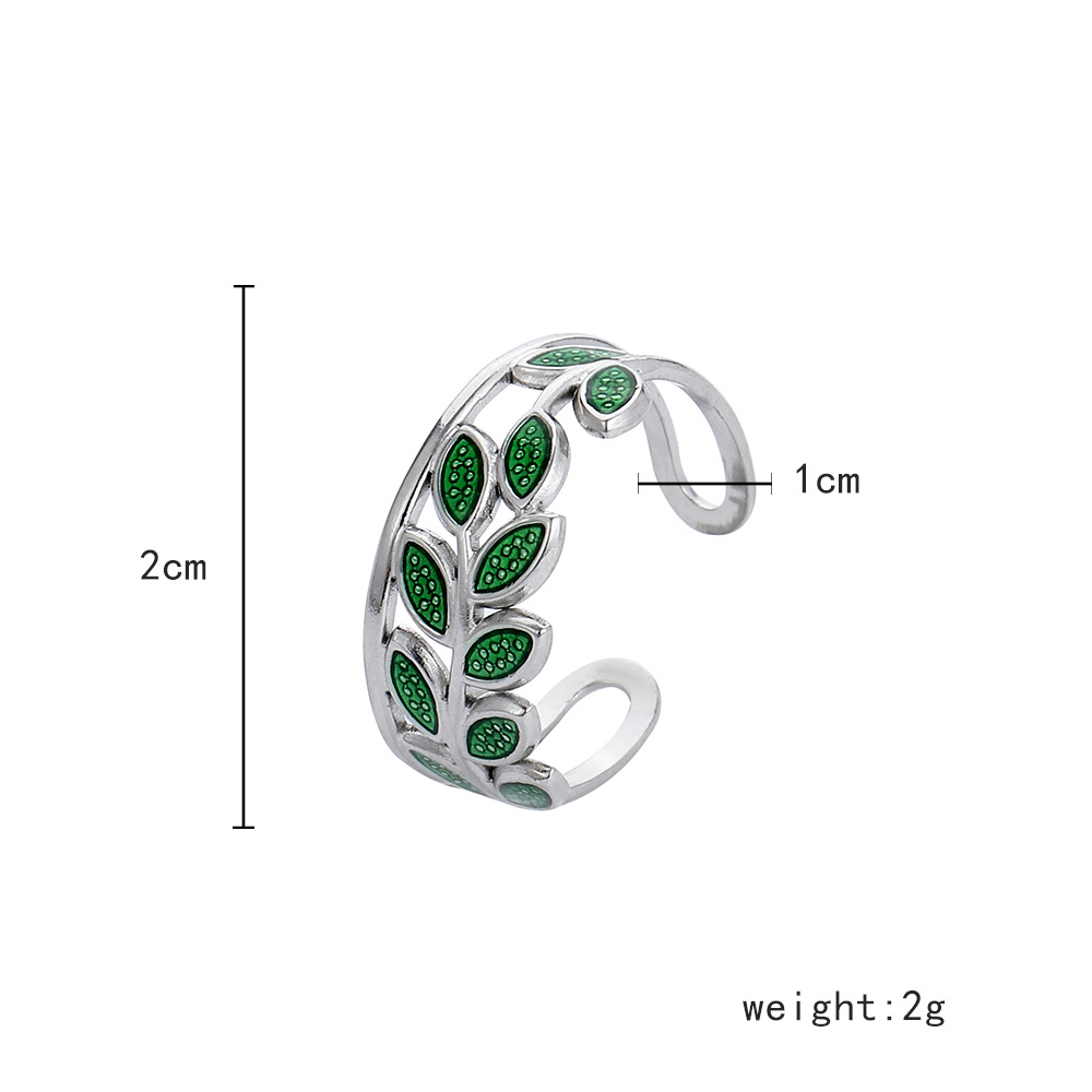 Fashion Leaf Stainless Steel Plating Open Ring 1 Piece display picture 13