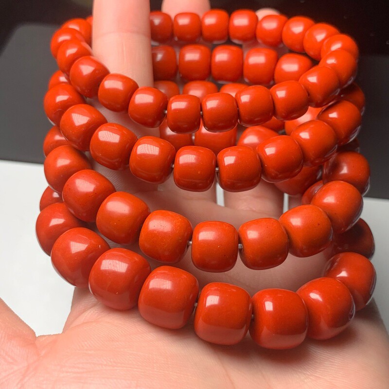 Persimmon Red Imitation Southern Red Old-Style Bead Barrel Bead Spacer Bead Waist Top Bead Bracelet DIY Cultural Accessory Live Source