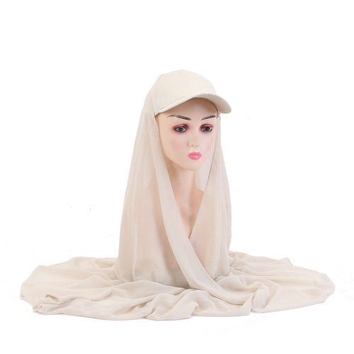 Cross-border Amazon AliExpress Bestselling Duckbill Cap with High-Quality Chiffon Velcro-Attached One-Piece Scarf Shawl JM08