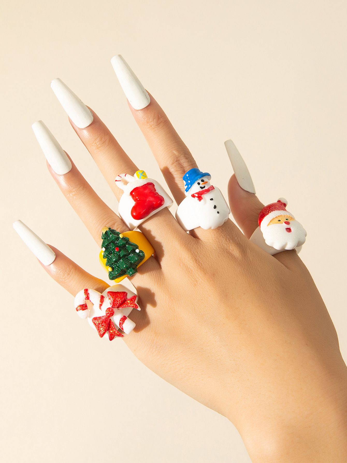 Unisex Gender Cartoon Style Santa Claus Resin Christmas Unisex Rings