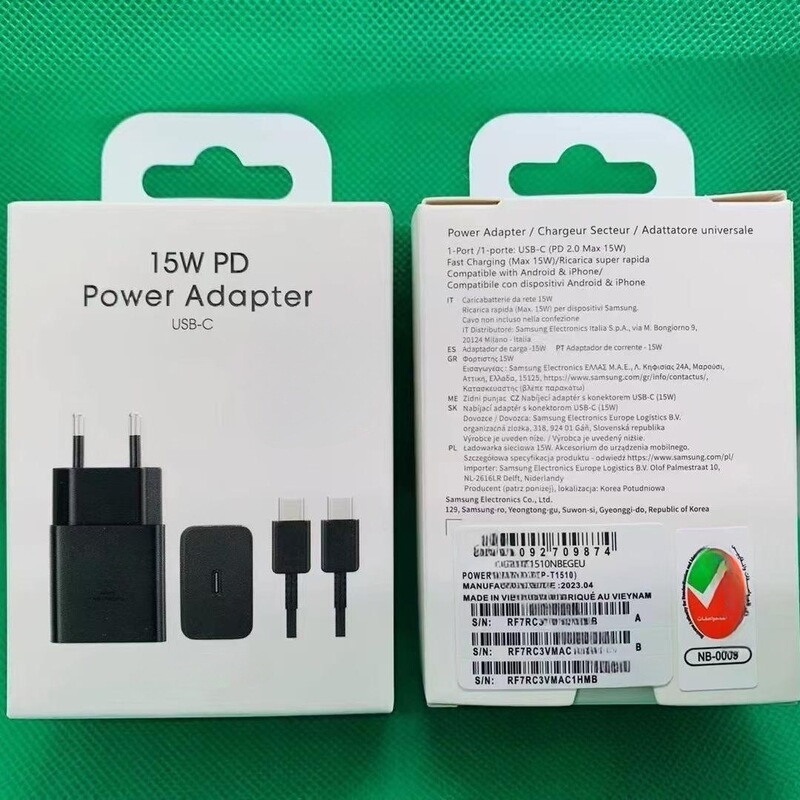 For Samsung 15w fast charger Type-c foot tile US gauge European gauge T1510 charging head 2 in 1 suit