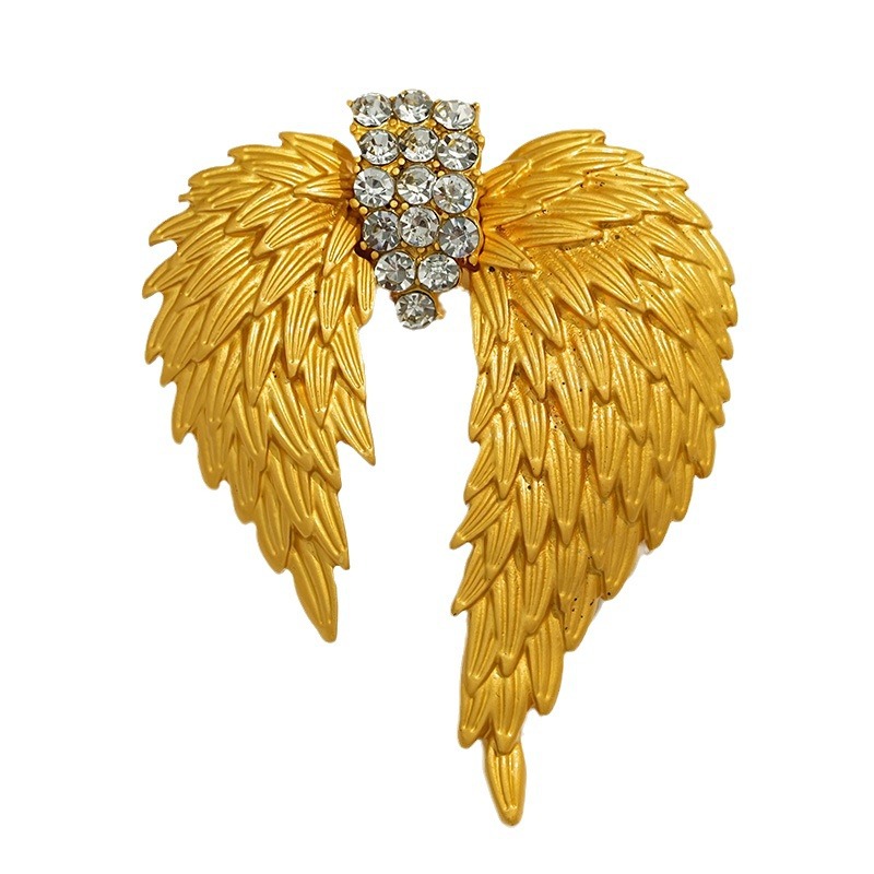 Spilla a forma di ala di piuma, spilla medievale placcata in oro spesso_voghion.com