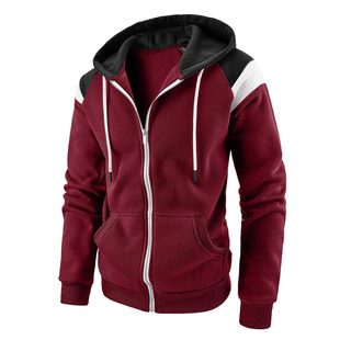 Cross-border Amazon new European and American men's color matching contrast color fashion sweater men's casual sports hooded top