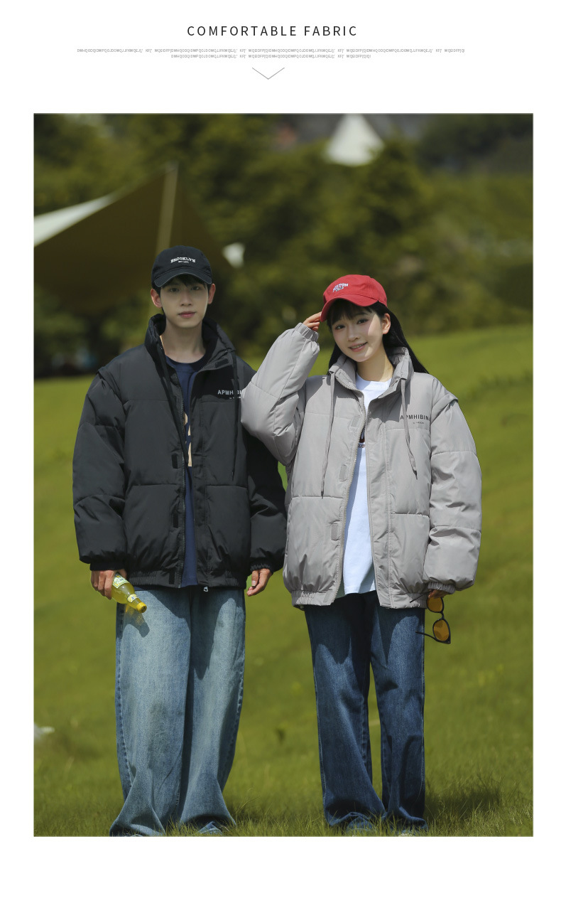 Gilet unisex staccabile a doppia manica in cotone, marchio alla moda, di nicchia, per studenti, caldo, antivento, vestibilità ampia, piumino_voghion.com