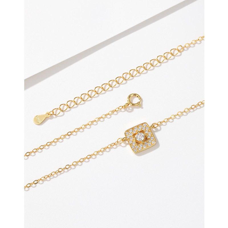 S925 plata esterlina diamante cubo azúcar collar de las mujeres todo-fósforo de lujo nicho clavícula cadena collar de alto grado regalo del Día de San Valentín