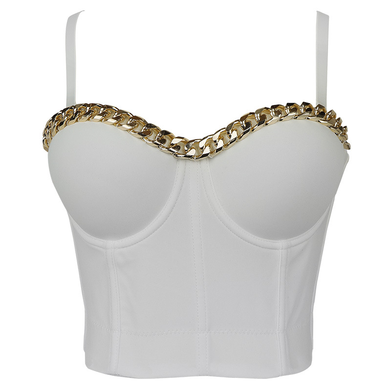 Gold thick chain tube top women European...