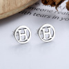 Retro trend earrings with letters, silver 925 sample, simple and elegant design