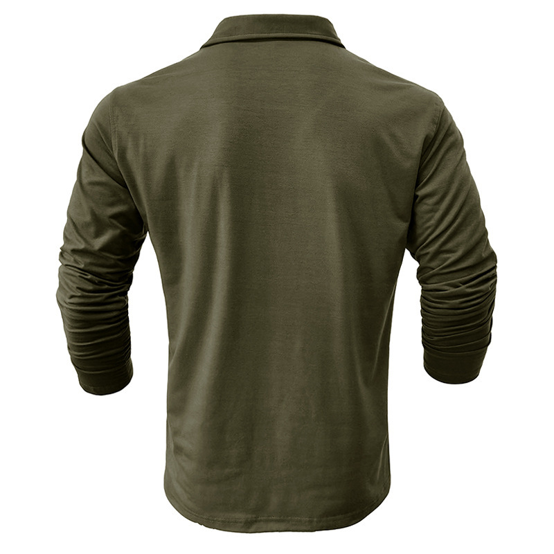 Men's Polo Shirt Long Sleeve Solid Colour Autumn Winter Style_voghion.com