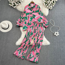 十三行新2023春季时尚新款波西米亚文艺复古女装时尚休闲套装