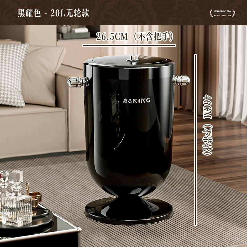 [One] Basura de sala de estar canasta de papel volante rueda de cubierta móvil engrosado doble cubo con cubierta cubo sanitario