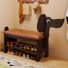 实木小狗换鞋凳门口家用可爱创意鞋架穿鞋凳进门入户鞋柜坐凳一体