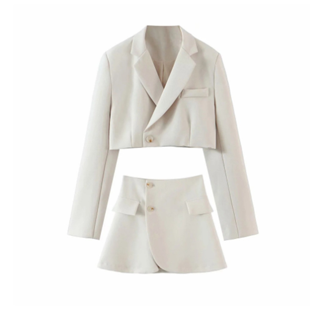 2022 New Women's Wear Autumn/Winter Gray Temperament Commuting Suit Set_voghion.com