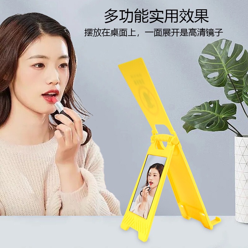 Creative warning sign makeup mirror ornament, portable, customizable with single or double-sided logo, exhibition gift, phone stand Creative warning sign makeup mirror ornament, portable, customizable with single or double-sided logo, exhibition gift, phone stand