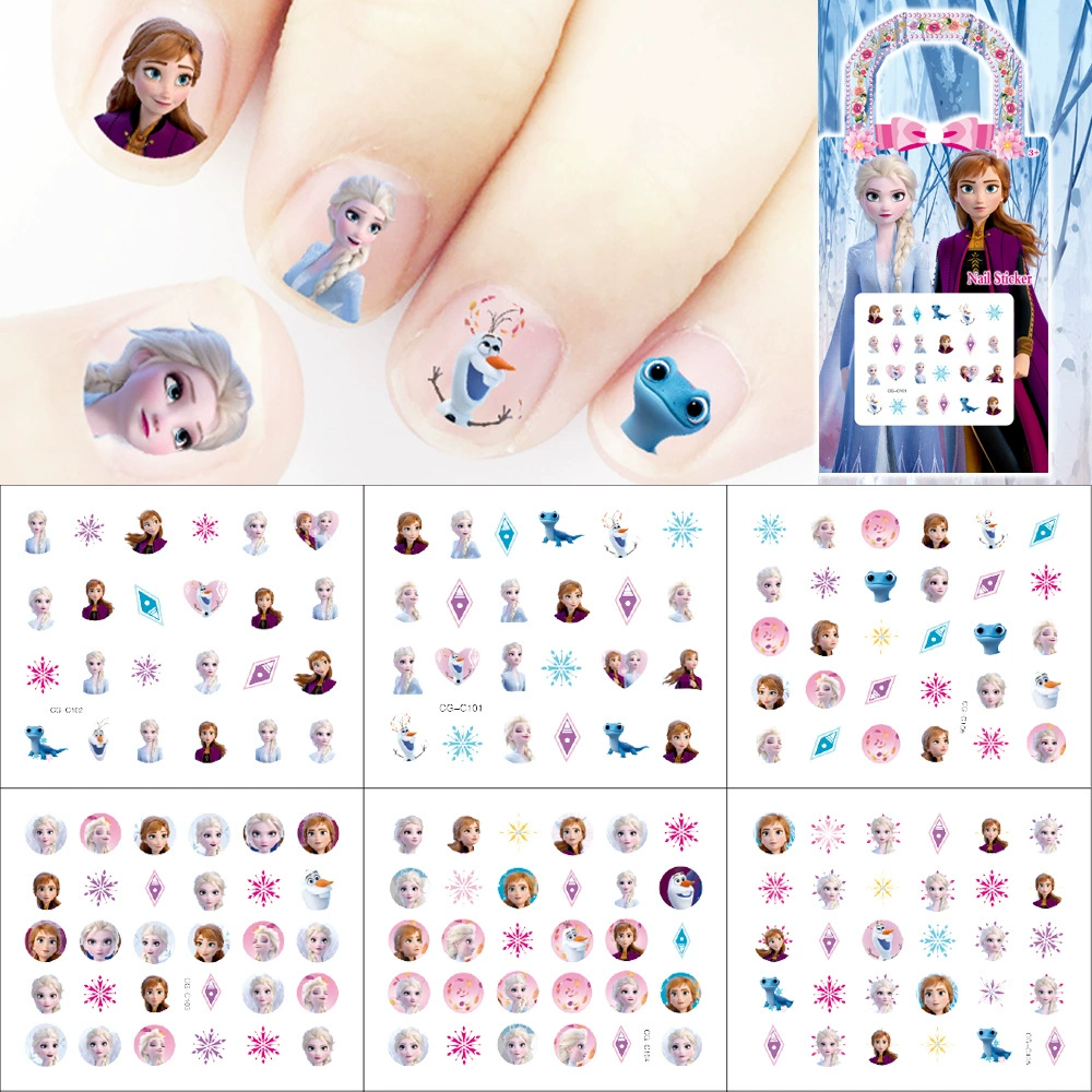 Трансграничные наклейки для ногтей для детей мультфильм Frozen второй набор ногтей Aisa 6 водонепроницаемых ногтей