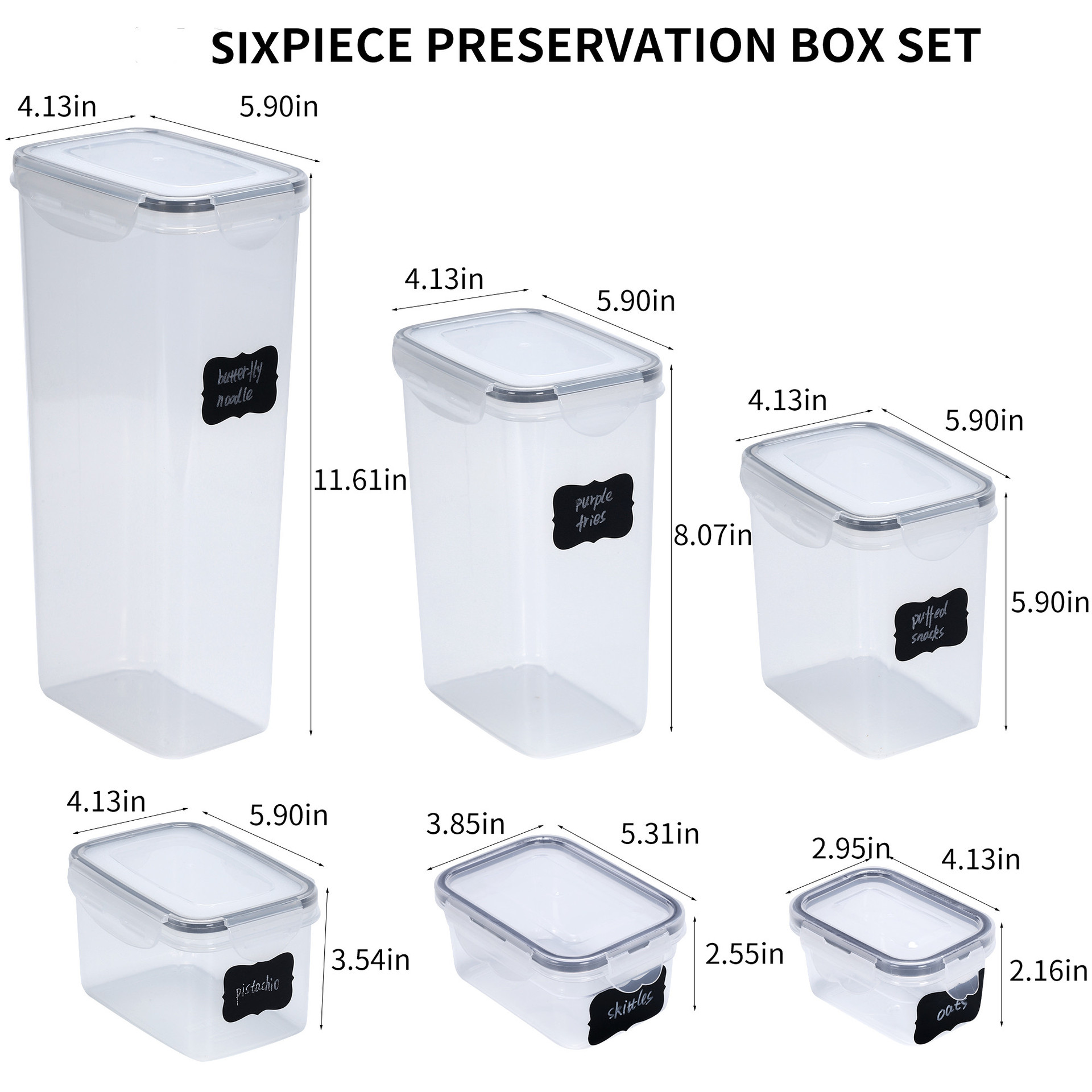 piece Sealed Set Kitchen Crisper Food Grade PP Box Grains Transparent Plastic Storage Jar_voghion.com
