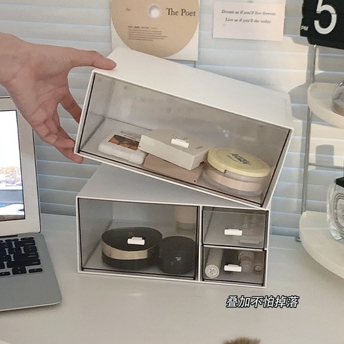 Multi-layer stackable cosmetics drawer-type desktop storage box small manicure contact lens storage and storage rack