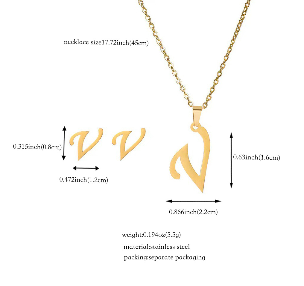 Joyería de titanio, colgante y pendientes unisex, letras inglesas, resistentes al desgaste