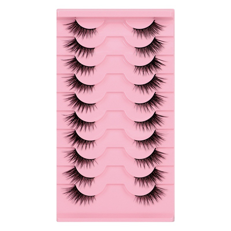 Europeo y americano oblicuo volador medio ojo pestañas postizas explosión de pelo 3D tridimensional curling imitación visón pelo de una sola pieza de pestañas al por mayor