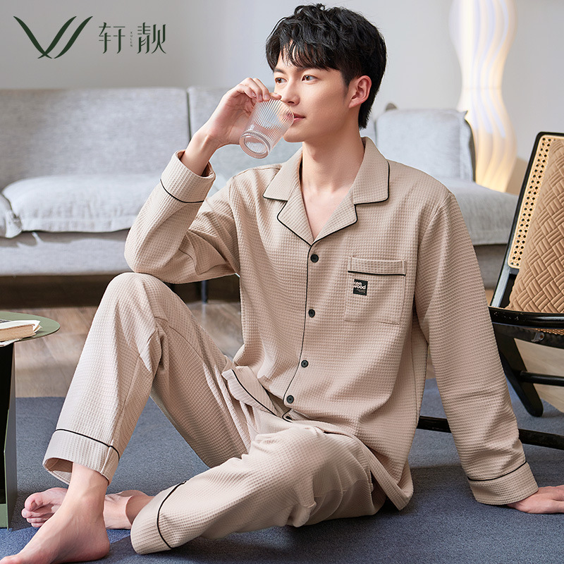 Pijamas de los hombres de otoño e invierno 100% algodón de manga larga 2023 nuevo algodón desgaste del hogar de primavera y otoño más tamaño traje