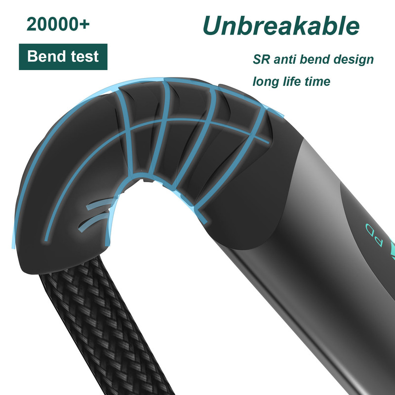 インテリジェントデジタルディスプレイ 100 ワットフラッシュ充電 PD27W 金属編組携帯電話充電ケーブルデュアル TypeC データケーブル携帯電話高速充電|undefined
