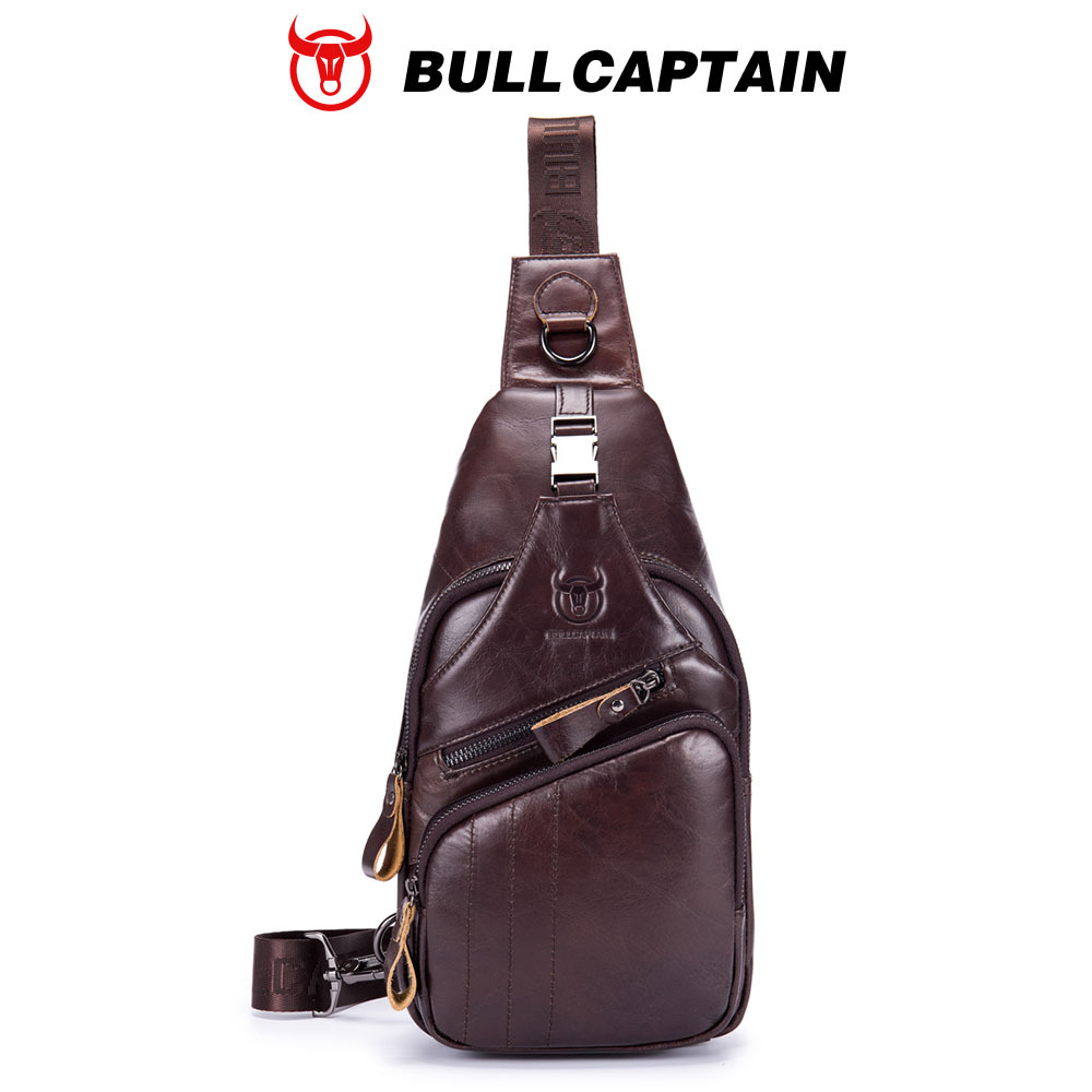 Captain Niu's High-End Guangzhou Leather Goods Single-Shoulder Crossbody First-Layer Cowhide Men's Chest Bag Genuine Leather Tablet iPad Phone Bag