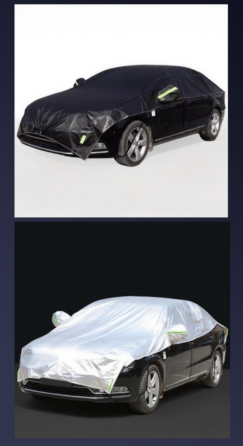 Car Cover Half-Cover Sun Protection Heat Insulation Sunshade Universal for All Seasons Thickened Car Cover Half-Cover Sunshade Wind Protection