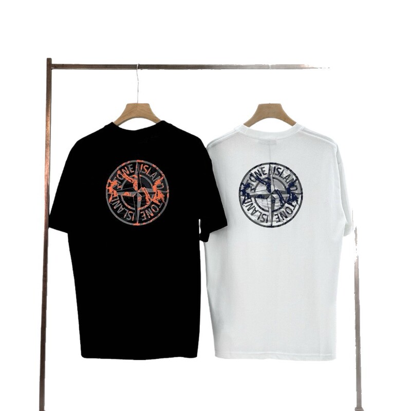 クロスボーダーアメリカンスタイル260gストーン高品質背面座標ディスクロゴプリント半袖Tシャツ男女兼用貿易トレンド|undefined
