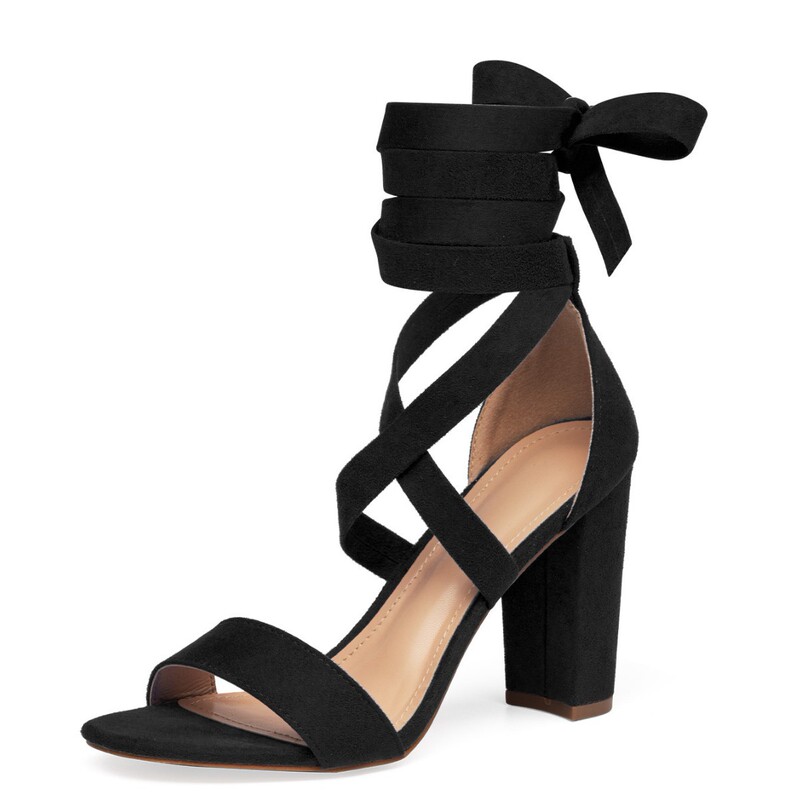 Summer Sandals for Women 2025 New European and American Large Size Suede High-Heeled Sandals with Thick Heels and Cross Straps Women's Shoes