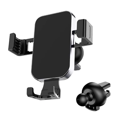 Premium Mirror Surface Gravity Car Mount Phone Holder Car Phone Holder Air Vent Hook (Car phone holder) - yc12-eagle-beak-clip-silver-black