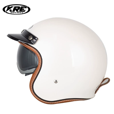 helmet 3/4 retro motorcycle safety | Motosiklet kaskı (dəbilqə) - pearl-white-s