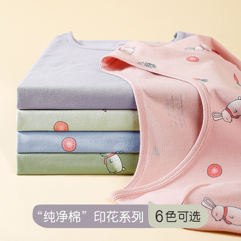 Venta al por mayor de algodón ropa de otoño pantalones largos chica femenina impresa suéter de algodón estudiante ropa interior térmica de las mujeres traje de manga larga Pantalones
