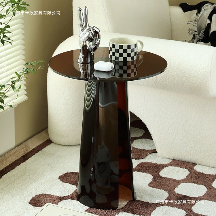 简约卧室沙发现代亚克力茶几创意客厅工作室圆桌角几床头柜圆形|undefined