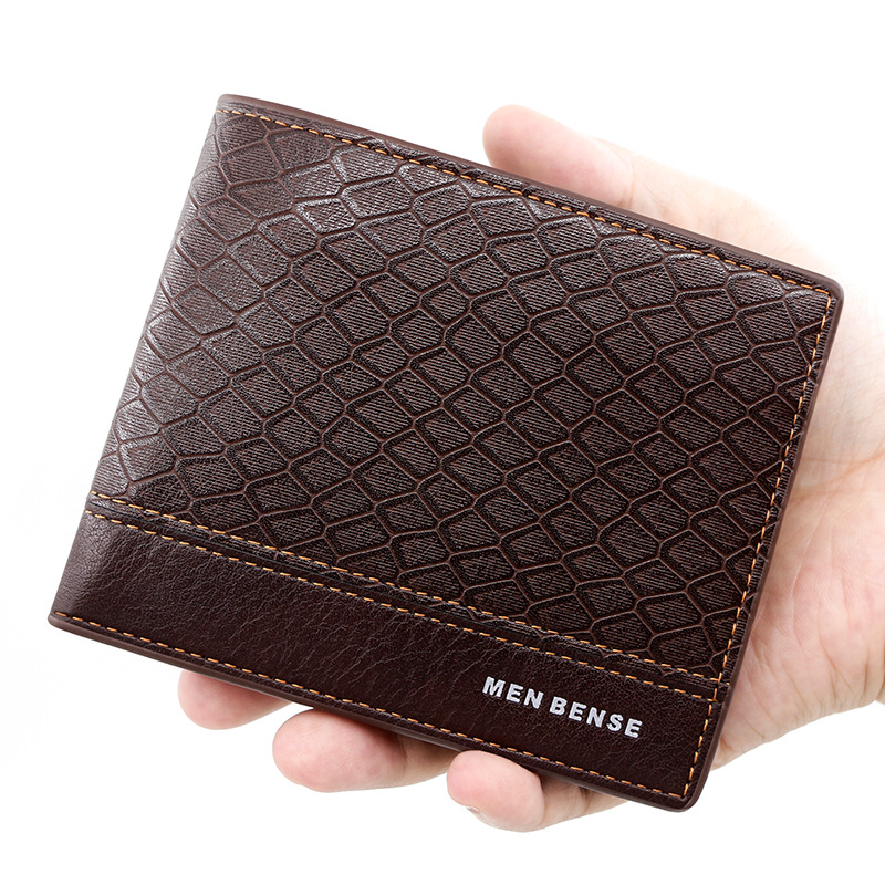 Cartera corta europea y americana de los hombres de negocios en relieve patrón de serpiente moda doble monedero de gran capacidad Multi-Tarjeta billetera de los hombres