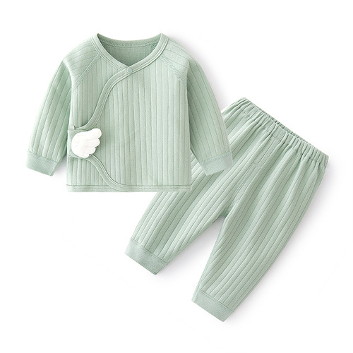 Newborn baby underwear set, pure cotton spring and autumn style, Velcro wings, split baby autumn clothes, newborn monk suit