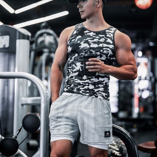 Fitness shorts men's inner pill double-layer anti-exposure fitness three-point pants